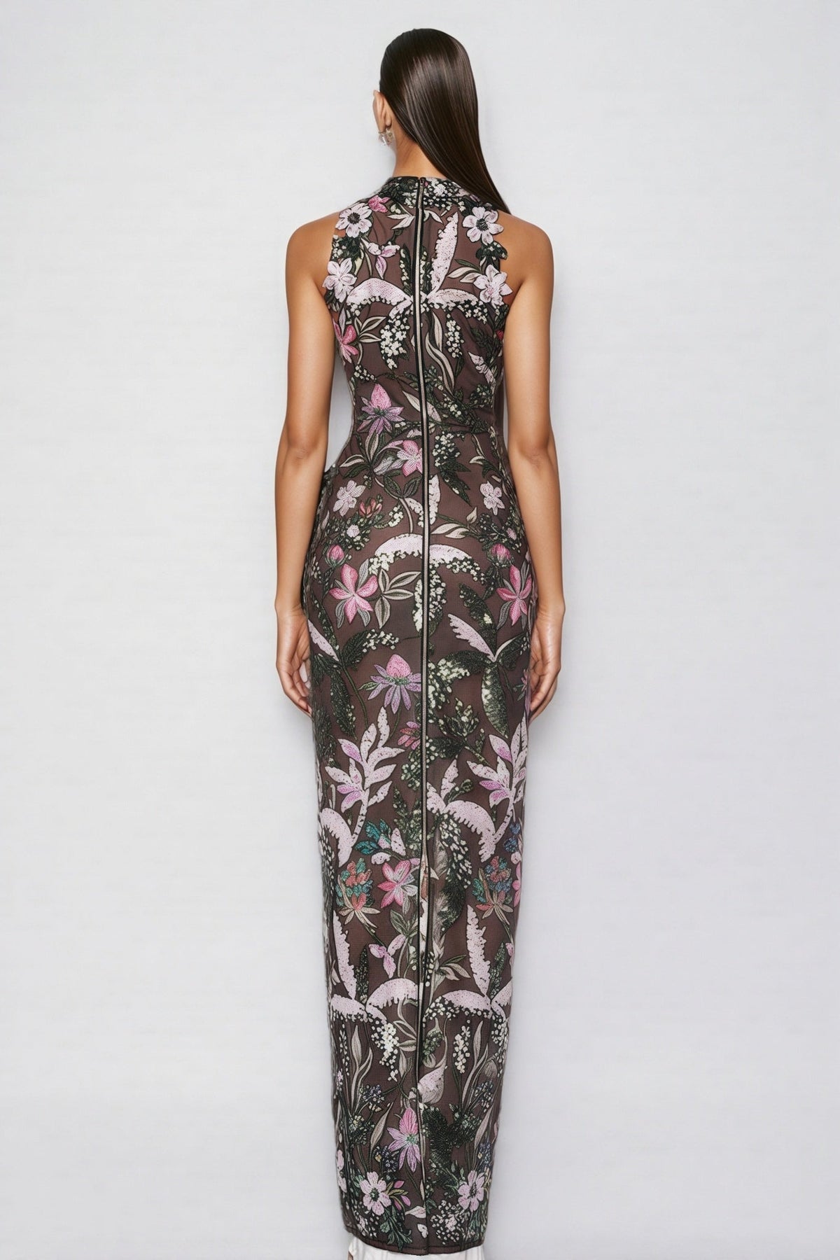 Charkd Lace Embroidered Flower Maxi Dress - View 3