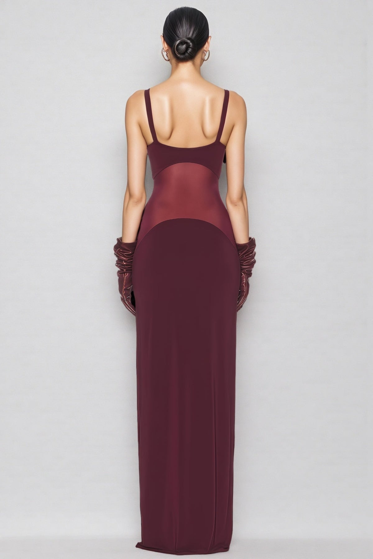 Halter Neck Mesh Ruched Maxi Dress - View 3