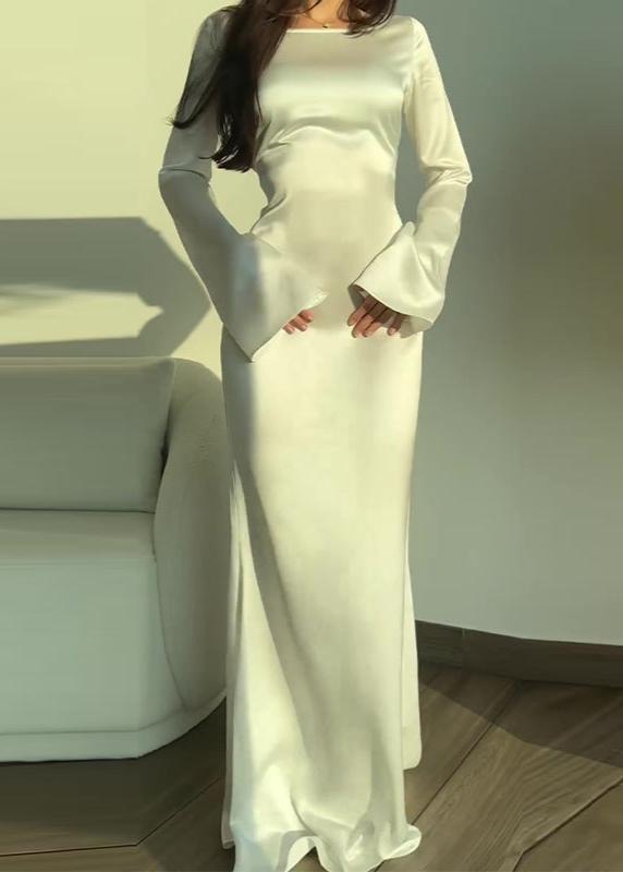 Aurora Satin Long Sleeve Maxi Dress - View 4