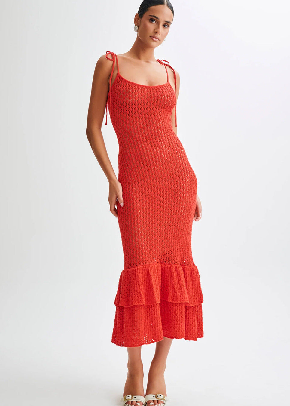 Sienna Lace Up Knit Maxi Dress - View 3