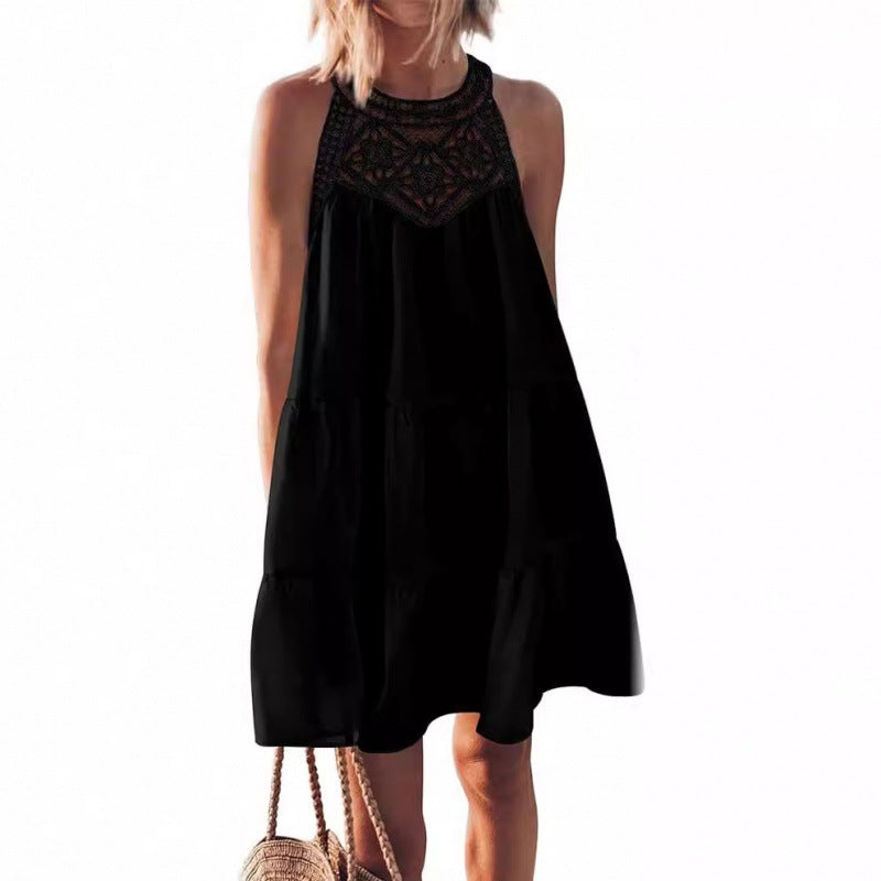 Crochet Lace Sleeveless Tiered Summer Mini Dress - View 8