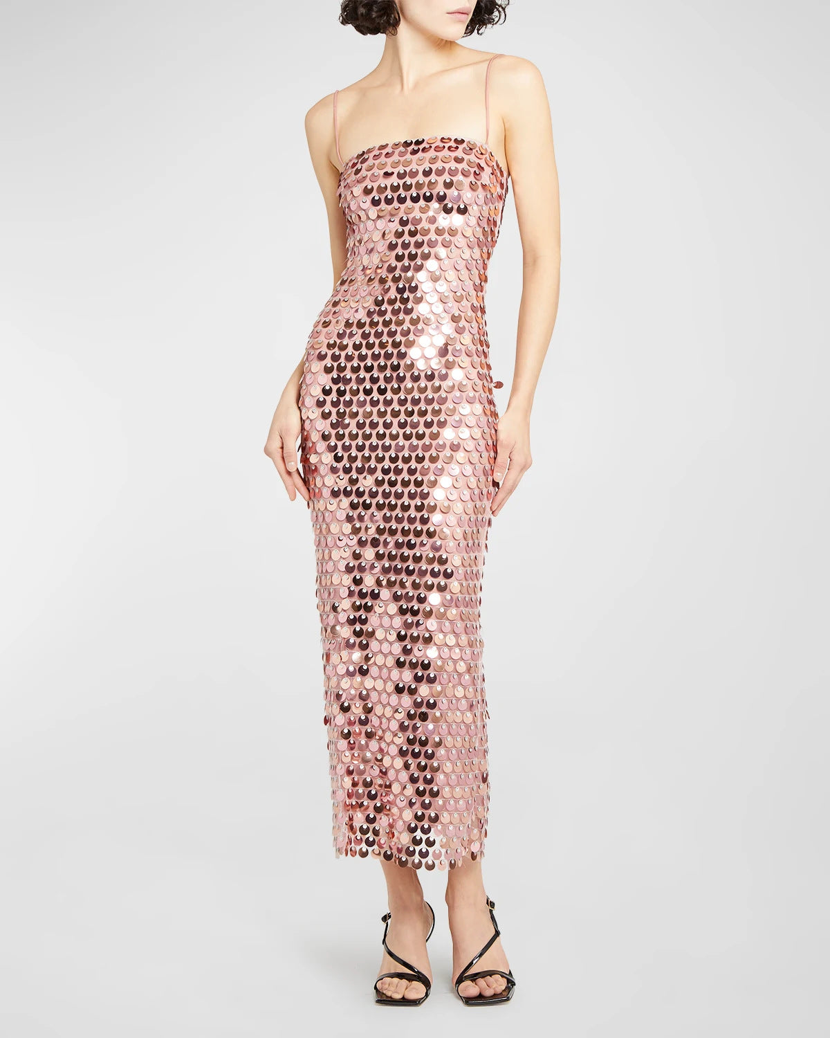 Disc Sequin Spaghetti Strap Square Neck Bodycon Mini Dress - View 6