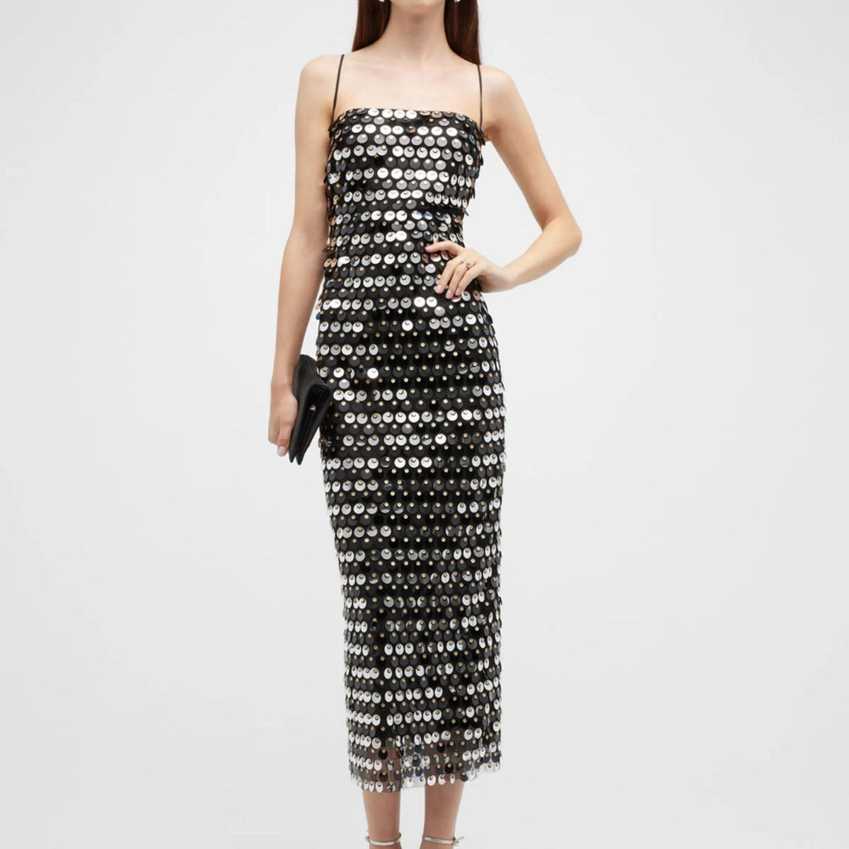 Disc Sequin Spaghetti Strap Square Neck Bodycon Mini Dress - View 11