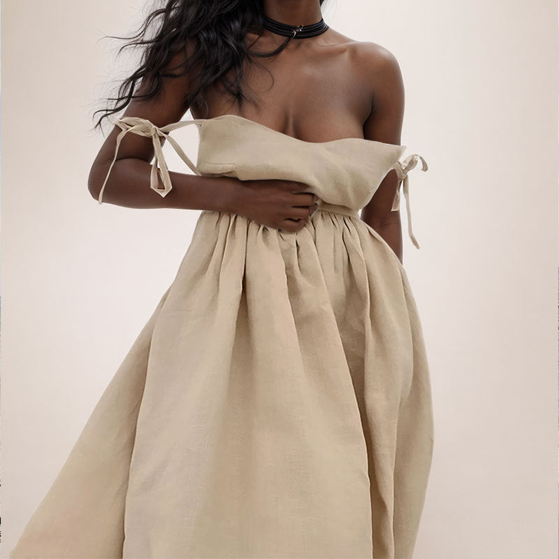 One Shoulder Sleeveless High Split Loose Midi Dress 11