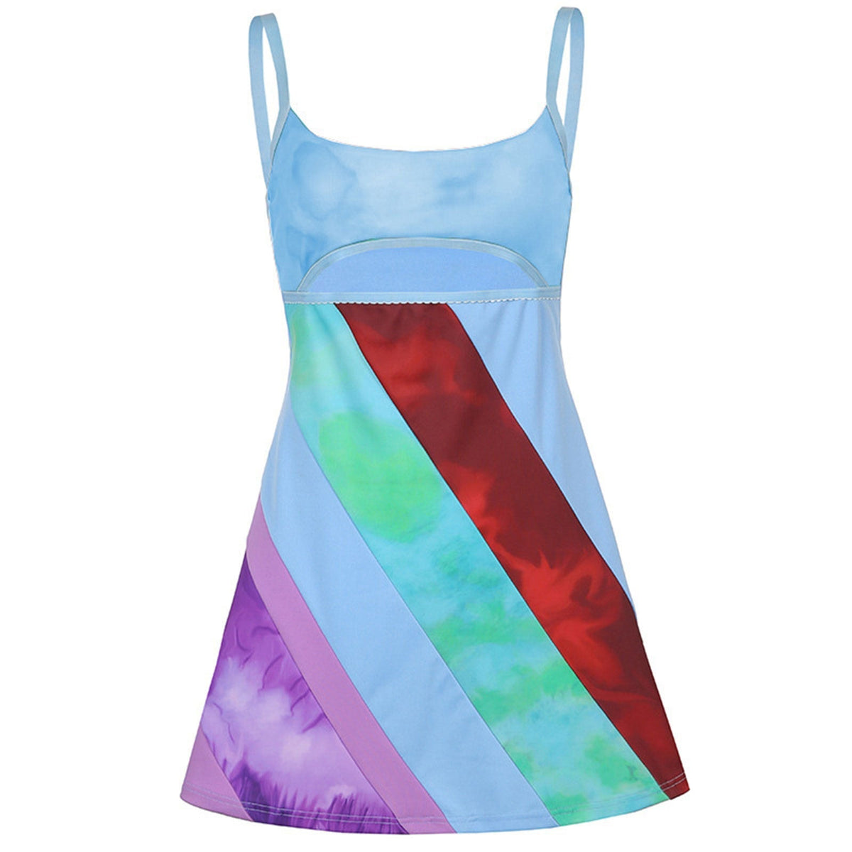 Tie Dye Spaghetti Strap Cut Out Bodycon Mini Dress 7