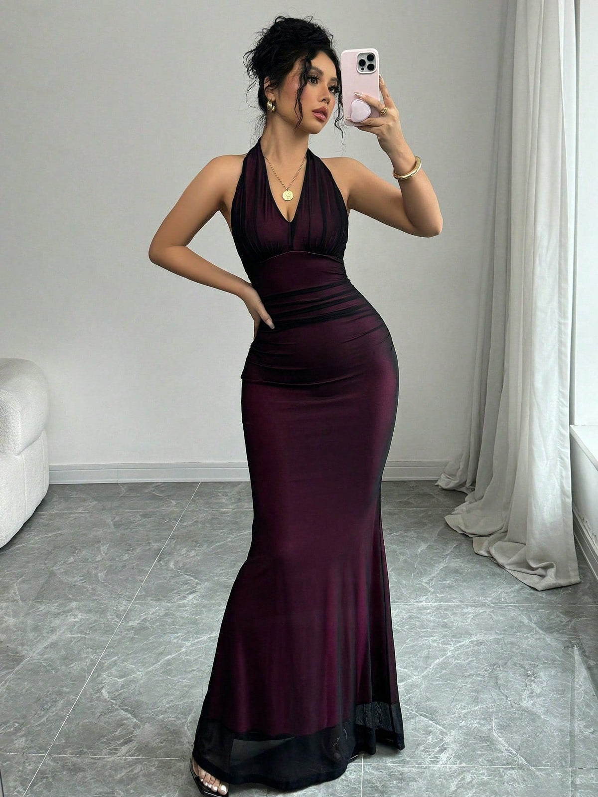 Women Clothing Summer Sexy Halter Mesh Sexy Sleeveless Dress - View 4