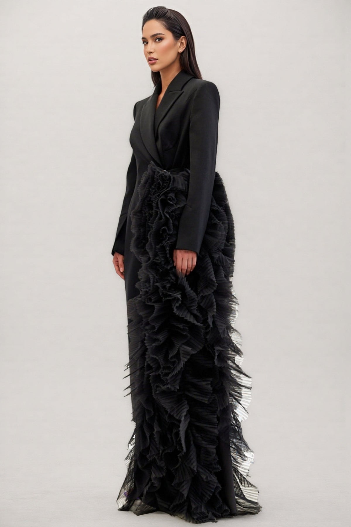 Edmund Irregularly Spliced Mesh Maxi Dress - View 3