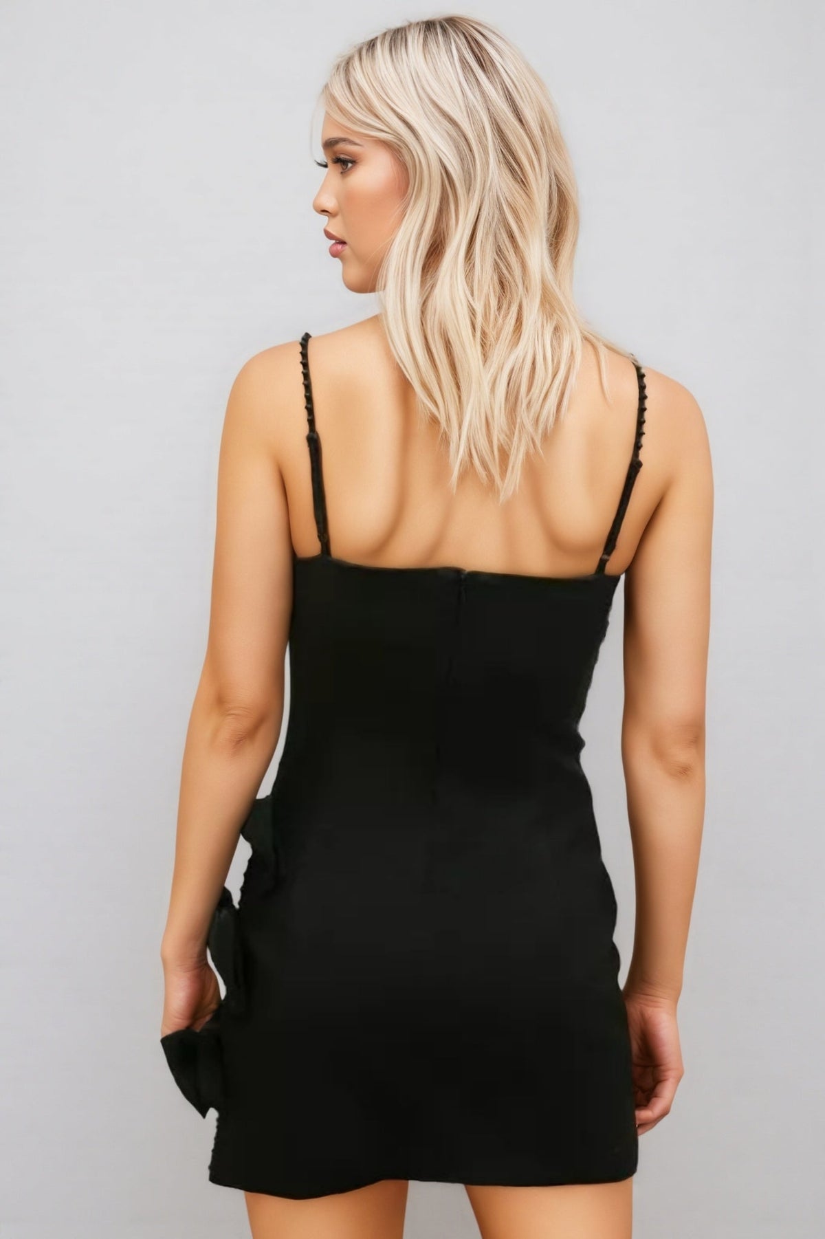Beaded Strap Sweetheart Bow High Split Bodycon Mini Dress - View 3