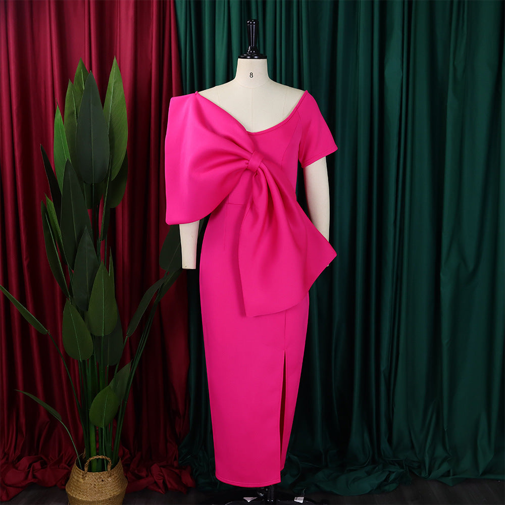 Satin Cowl Neck Backless High Split Slip Maxi Dress - View 6