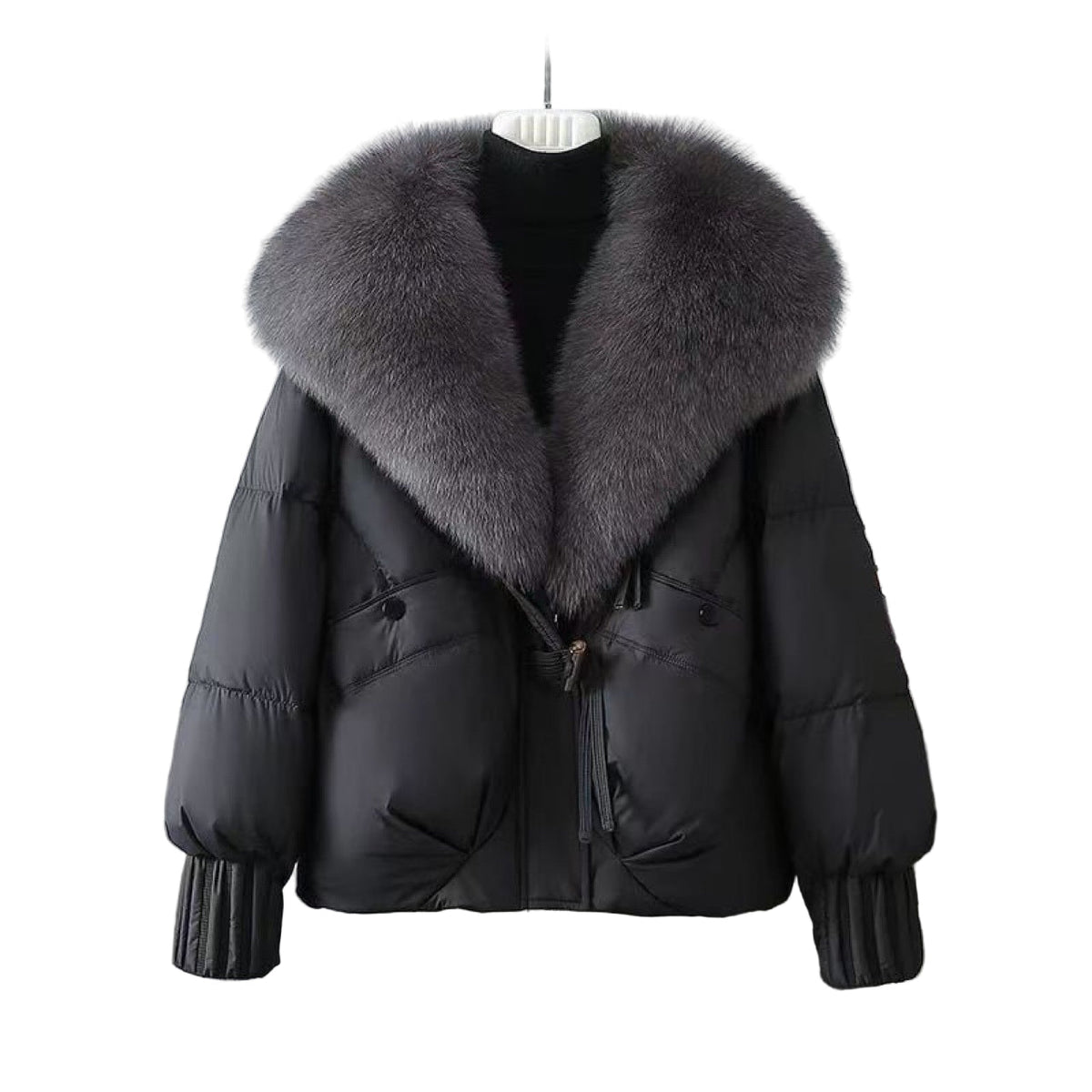 Faux Fur Collar Toggle Front Cropped Puffer Jacket 4