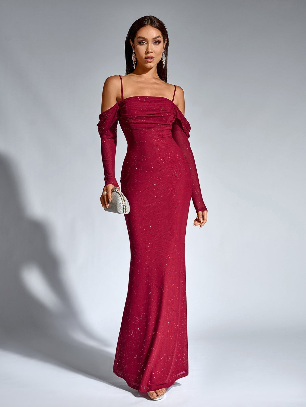 Velvet Strapless Sweetheart Bodycon Maxi Dress - View 8