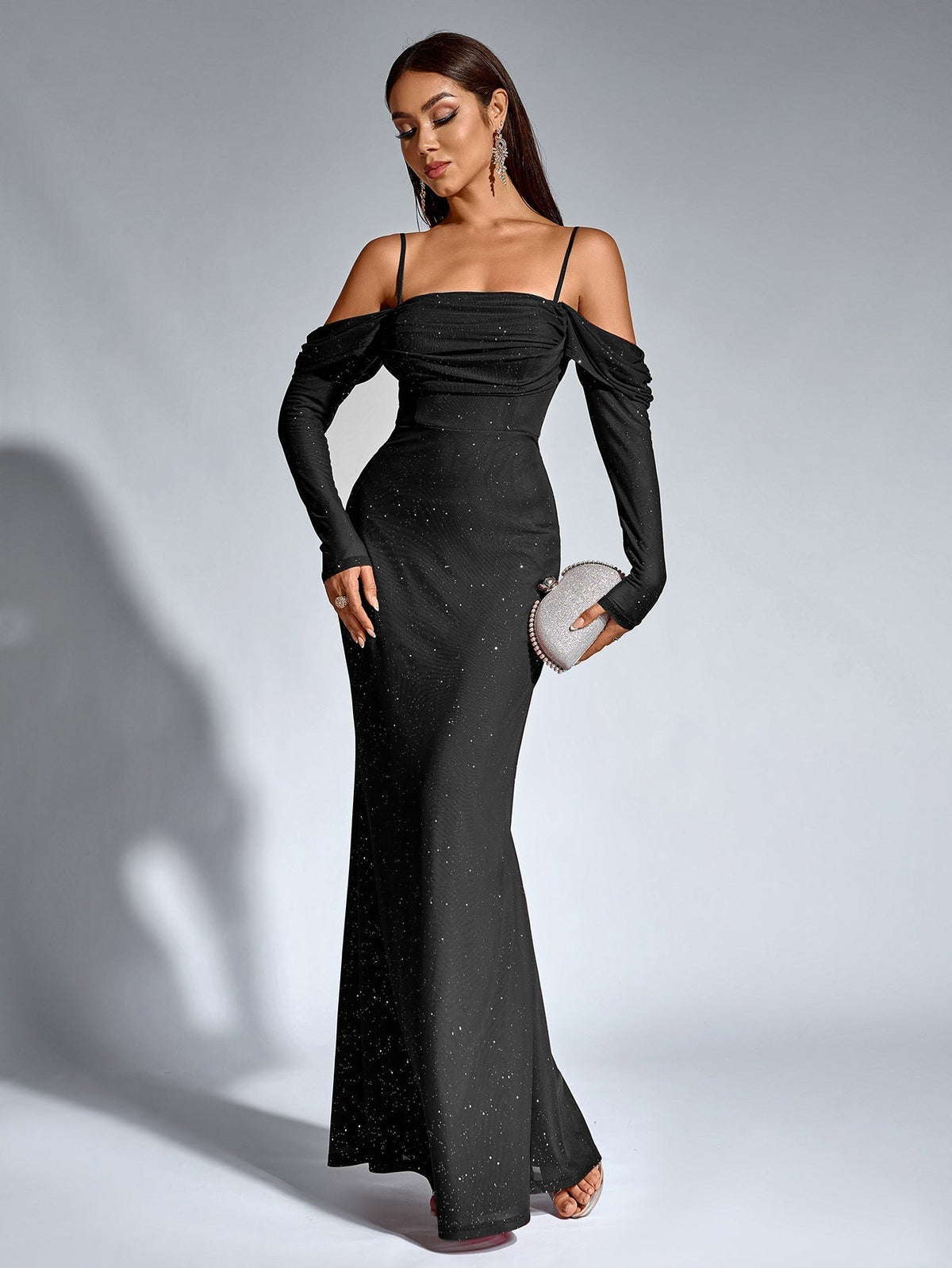 Velvet Strapless Sweetheart Bodycon Maxi Dress - View 2