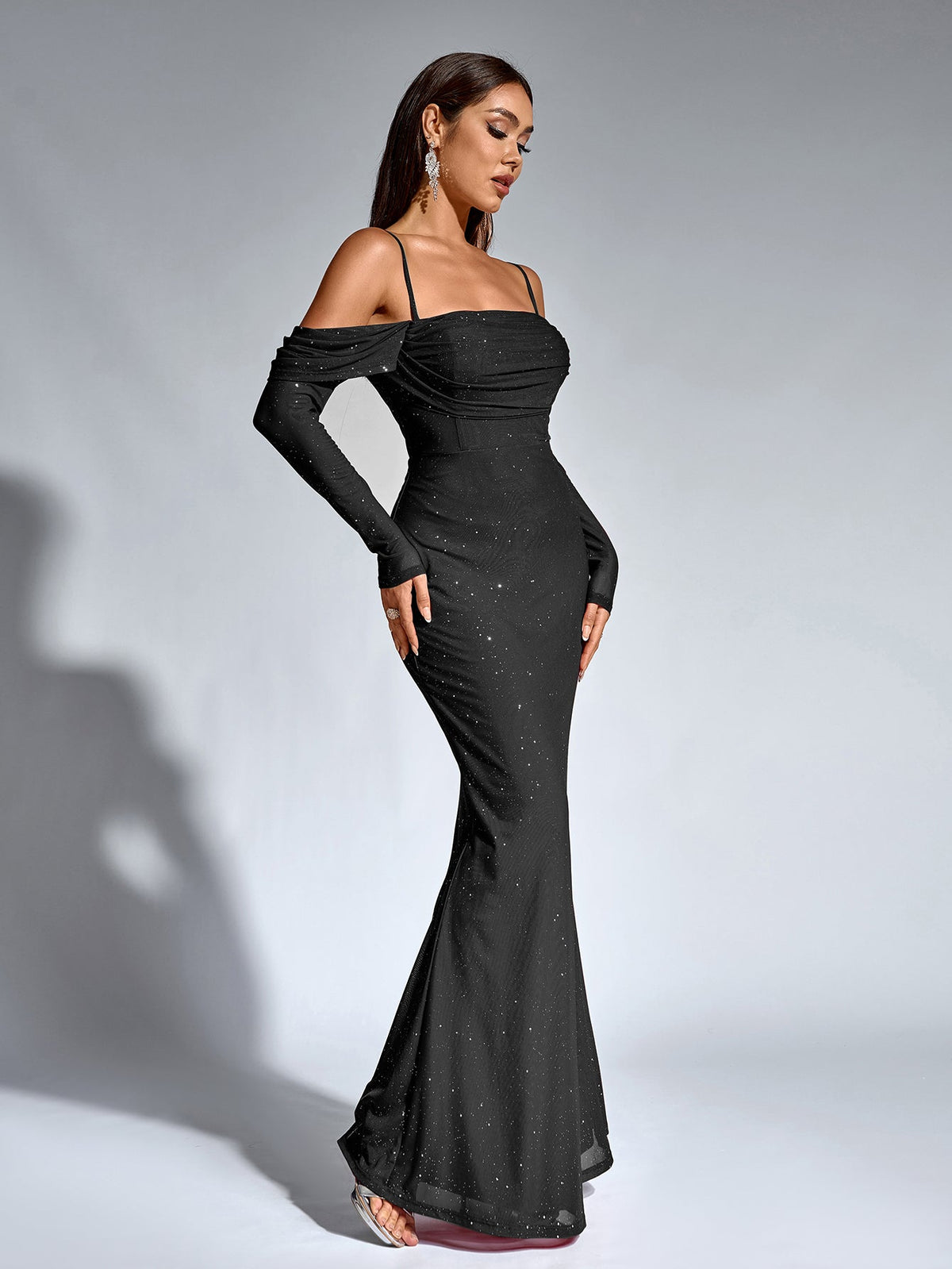 Velvet Strapless Sweetheart Bodycon Maxi Dress - View 12