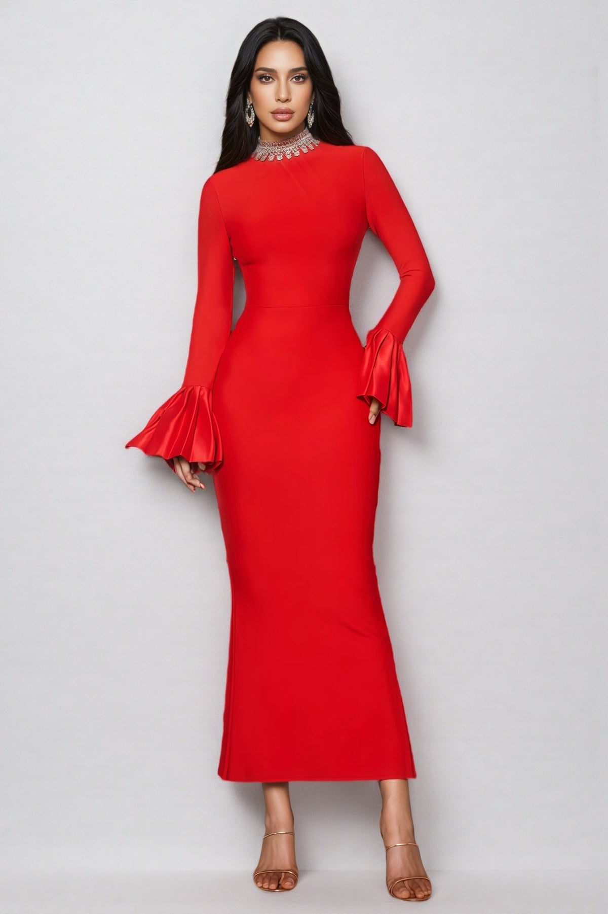 Jensen Rhinestone Bandage Maxi Dress - View 2