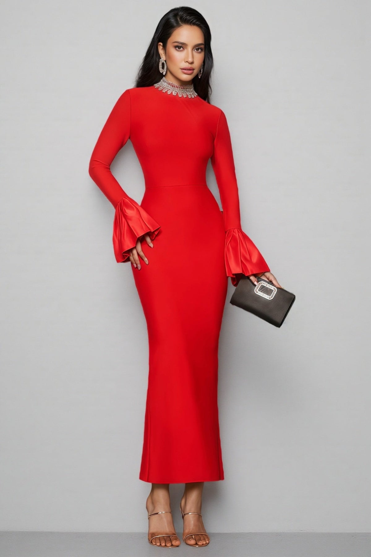 Jensen Rhinestone Bandage Maxi Dress