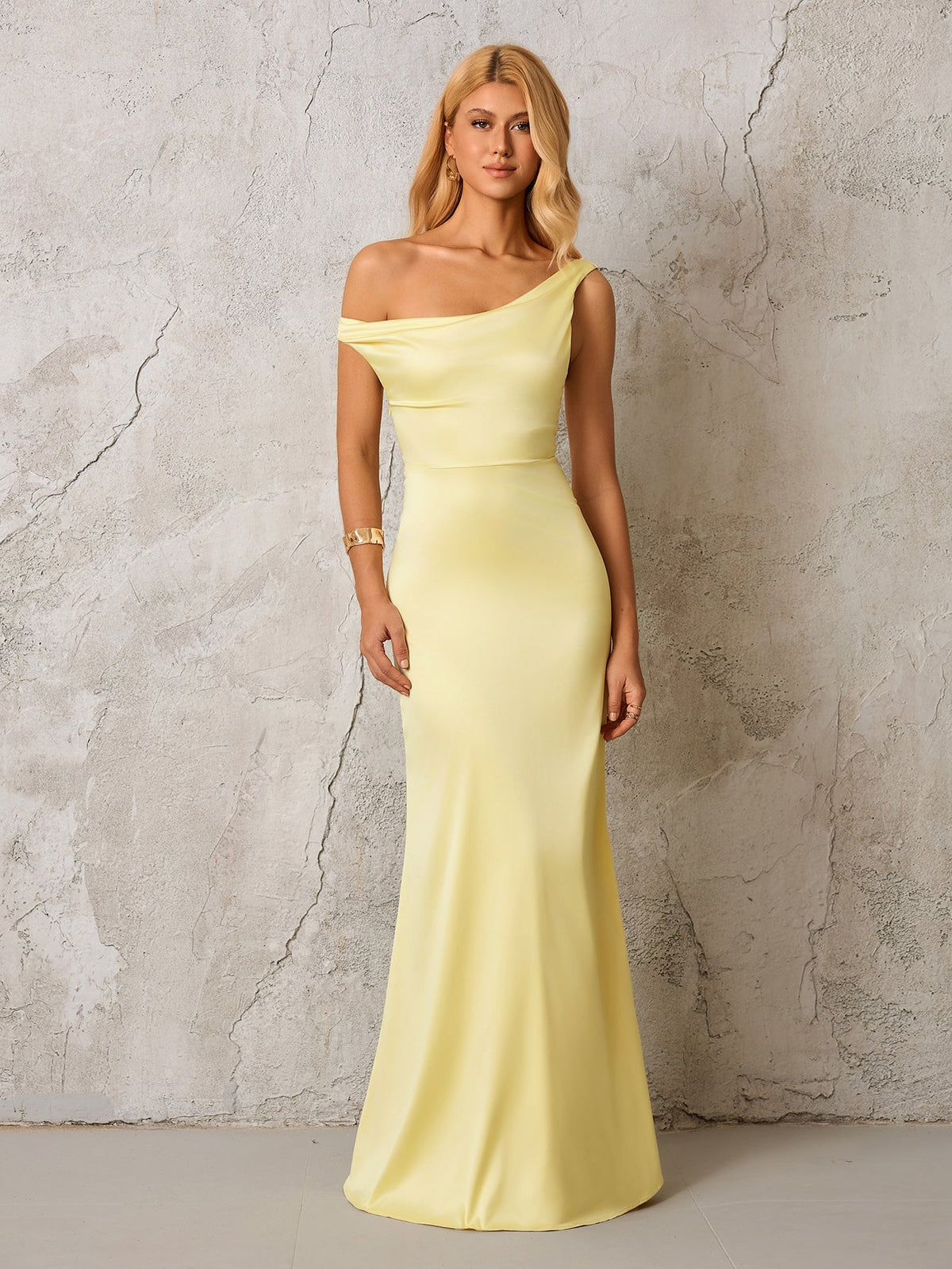 One Shoulder Backless Satin Maxi Dress - View 5