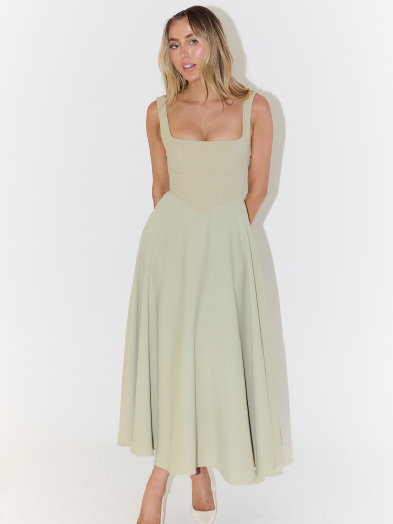 Square Neck Sleeveless Fit and Flare Maxi Dress Wedding Guest 23