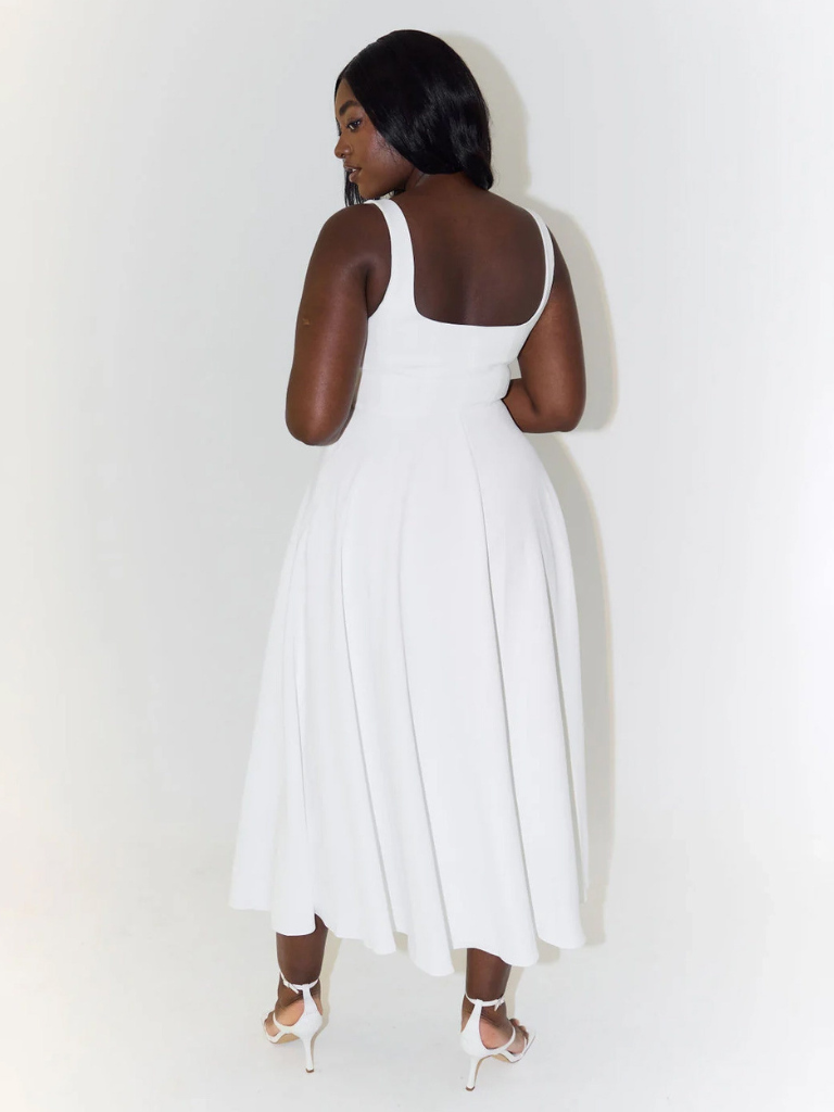 Square Neck Sleeveless Fit and Flare Maxi Dress Wedding Guest 18