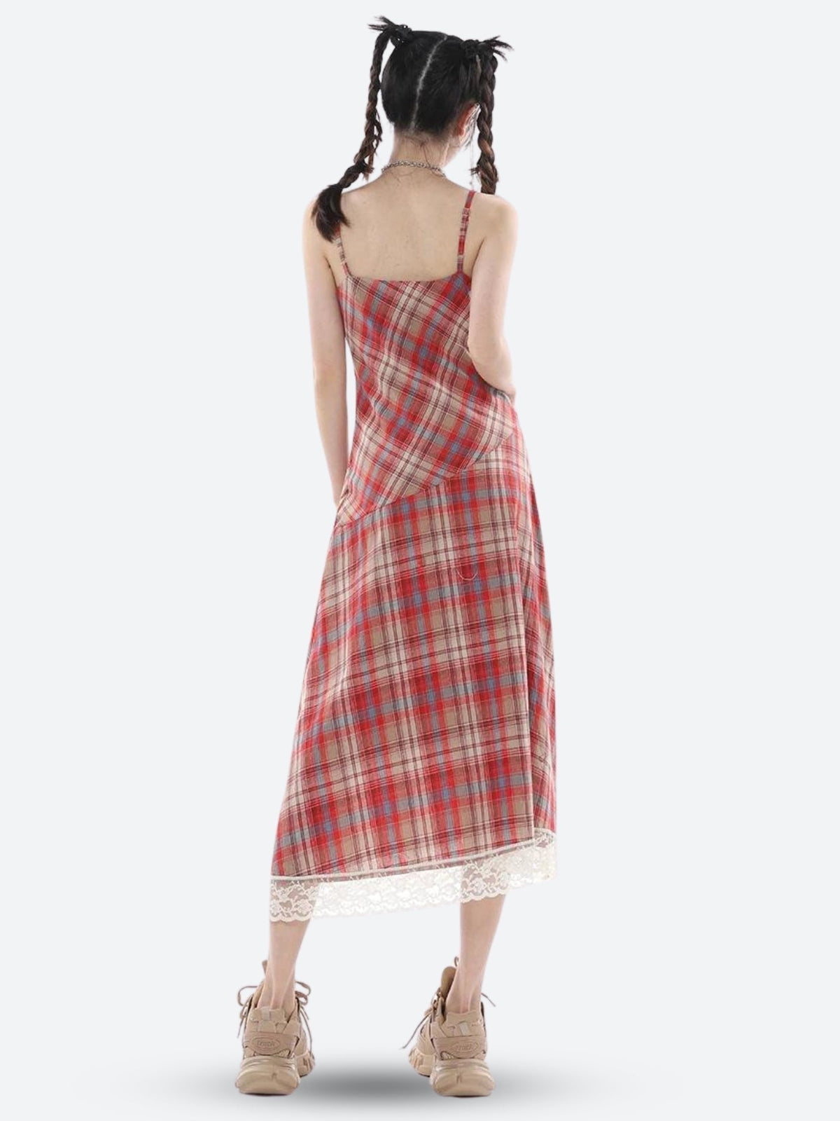 Plaid Lace Midi Dress - View 2