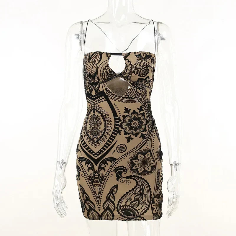 Backless Bodycon Floral Mini Dress