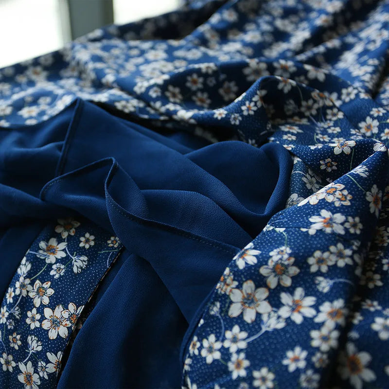 Floral Print V-Neck 3/4 Sleeve A-Line Midi Dress - View 4