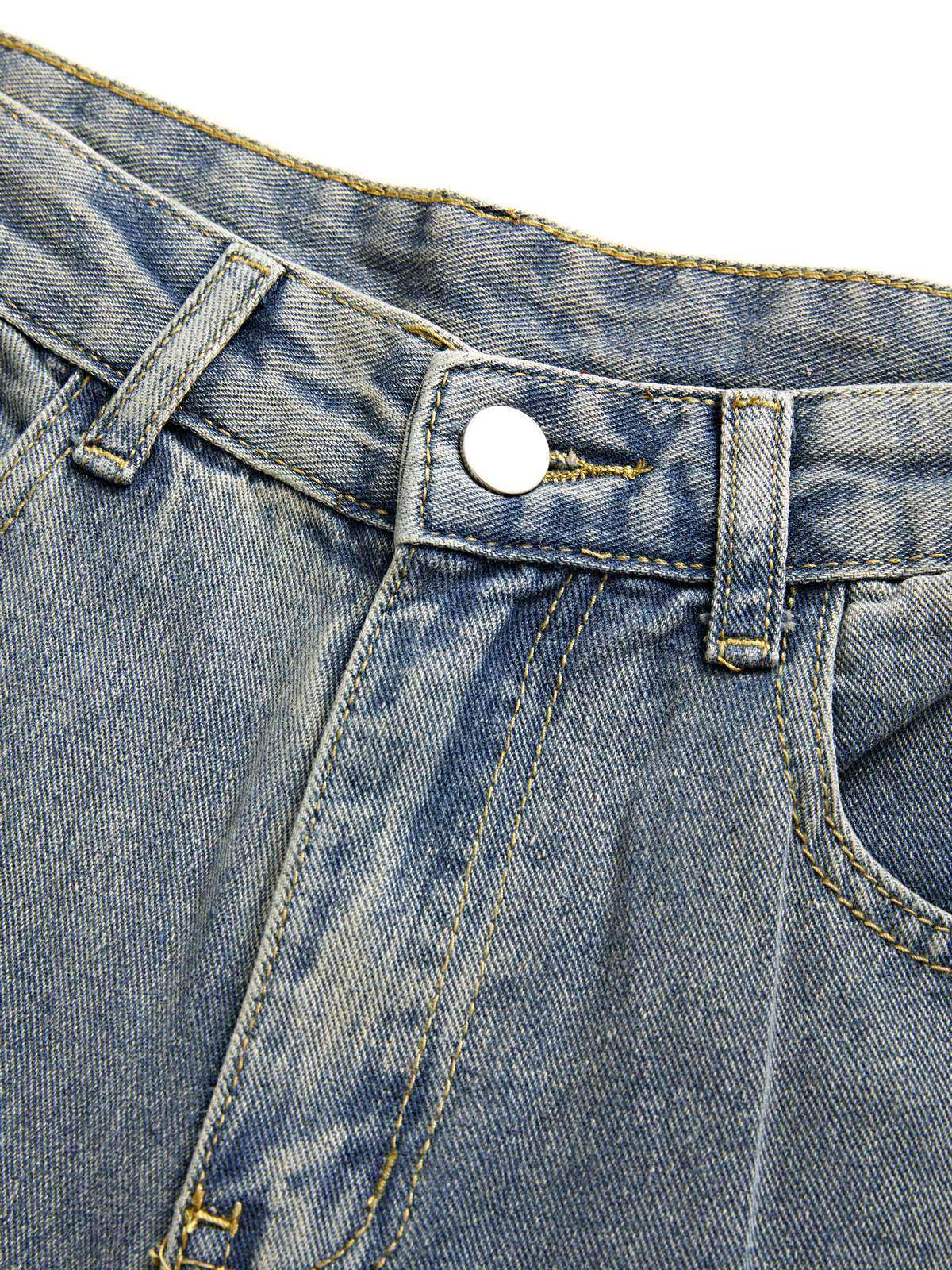High-Waist Vintage Washed Denim Jeans