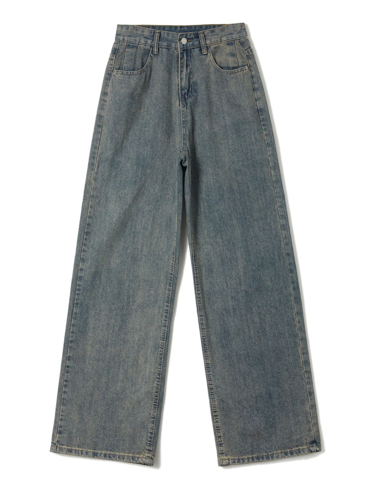 High-Waist Vintage Washed Denim Jeans