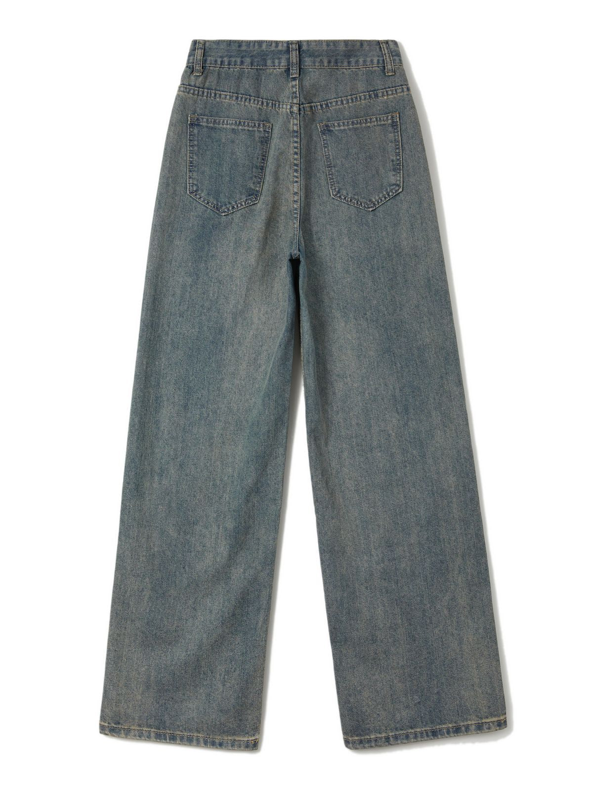 High-Waist Vintage Washed Denim Jeans
