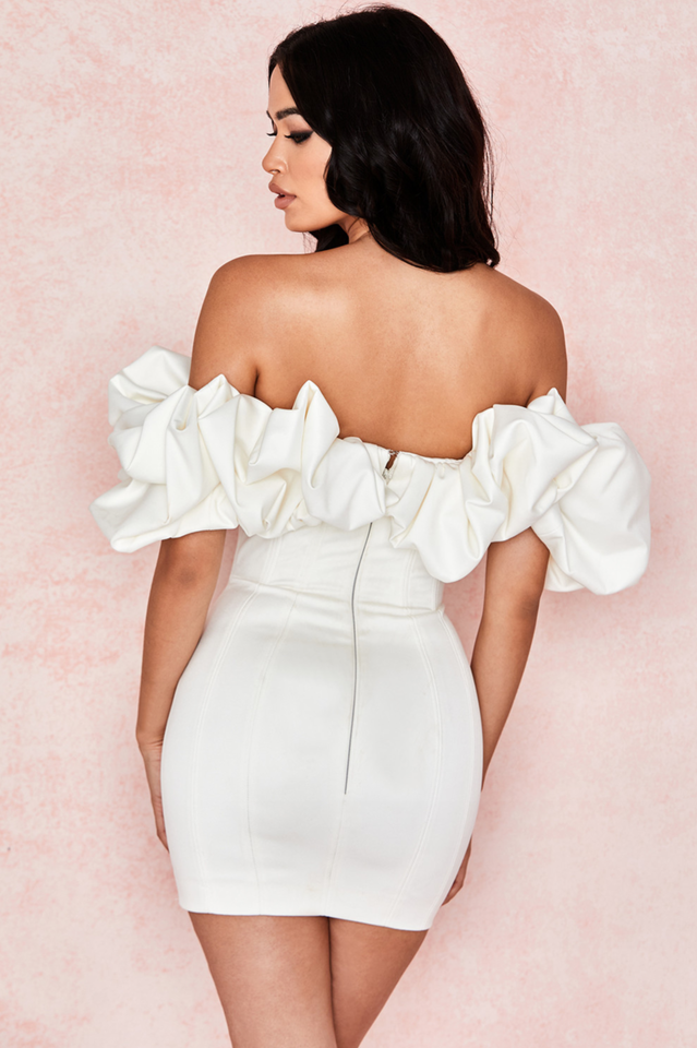 Satin Ruffle Strapless Dress - View 6