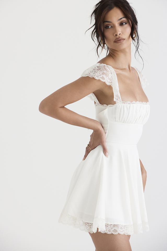 Lace A Line Mini Dress - View 4