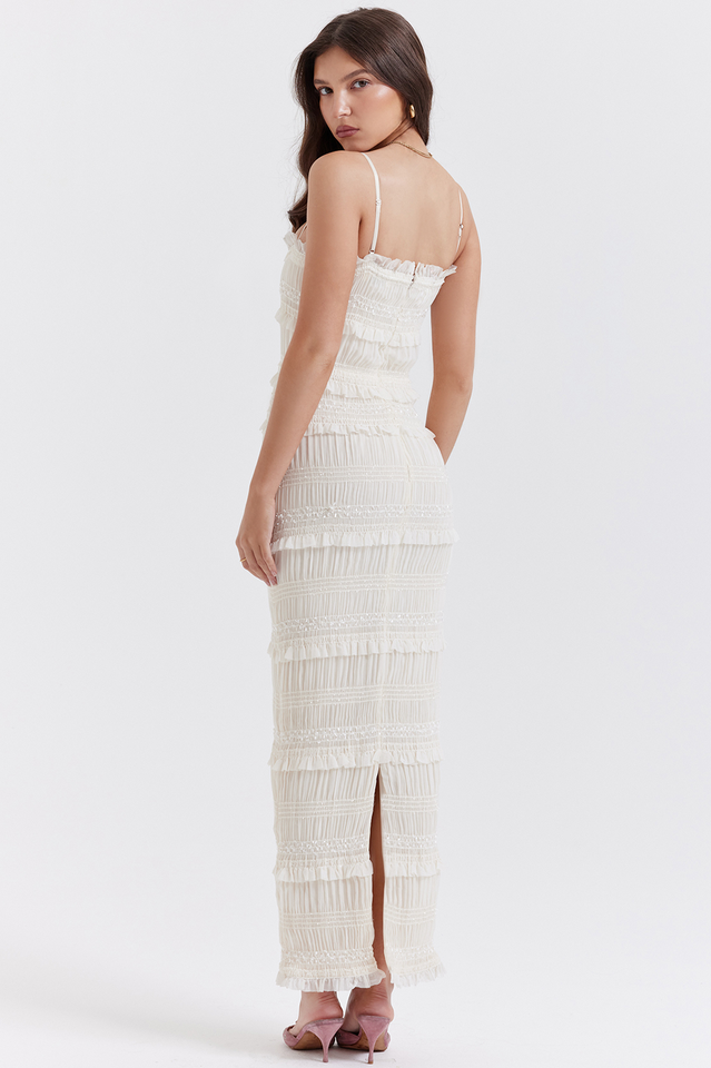 Tulle Square Neck Tiered A-Line Maxi Dress - View 2