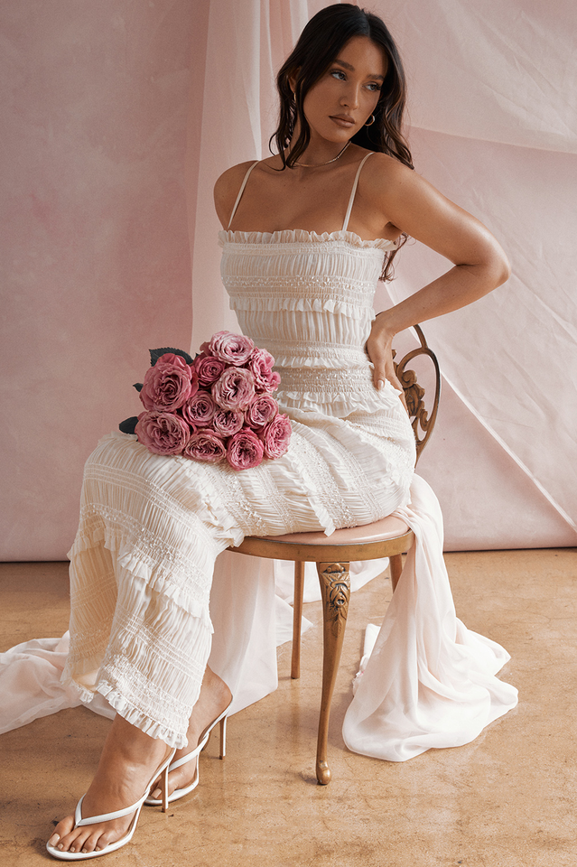 Tulle Square Neck Tiered A-Line Maxi Dress - View 12