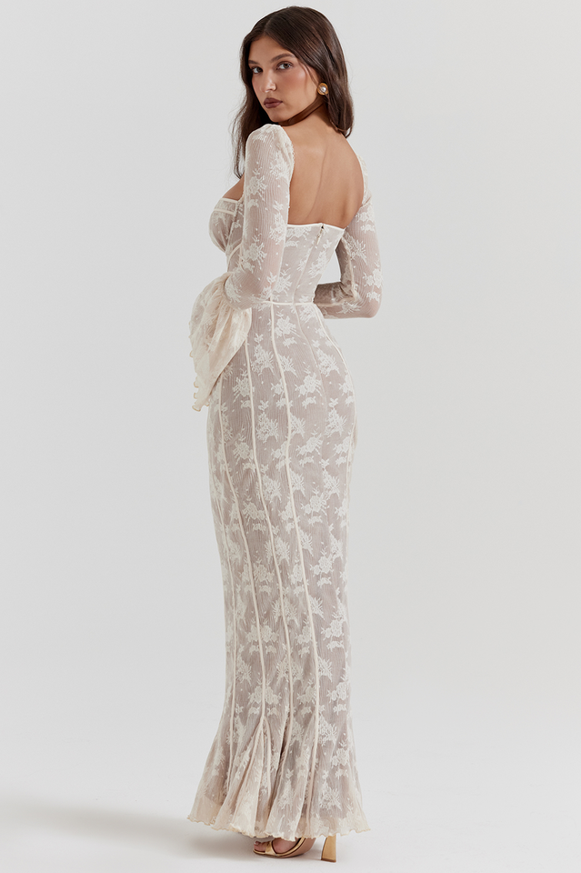 Delilah Vintage Cream Lace Maxi Dress - View 5
