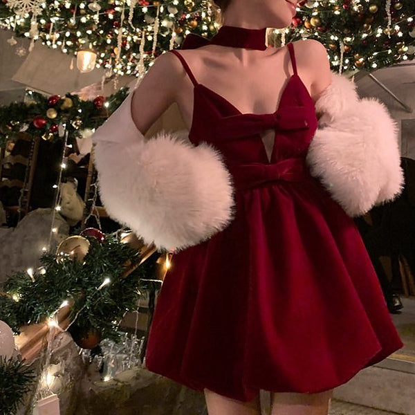 Velvet Halter Sleeveless Mini Dress - View 3