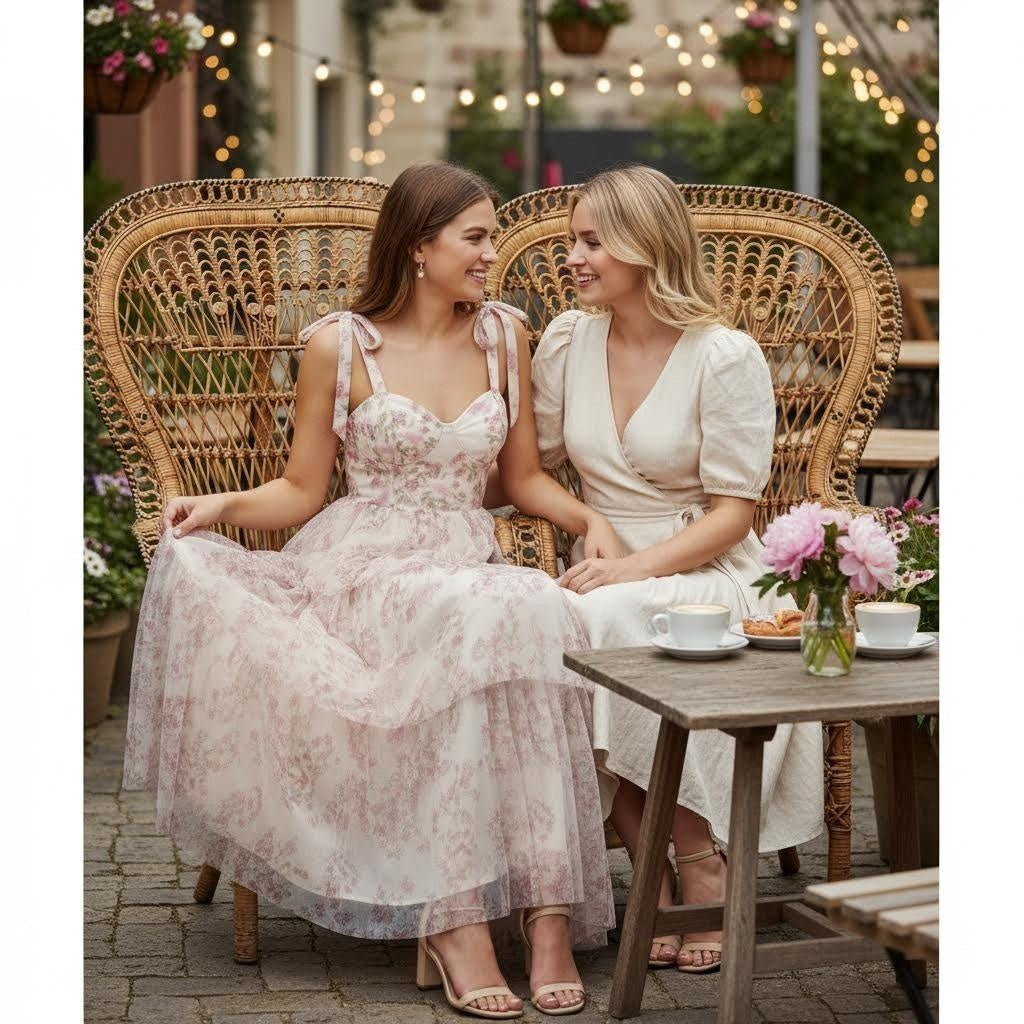 Floral Tulle Sweetheart Tiered Midi Dress 7