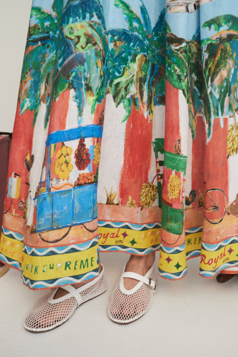 Graphic Tropical Print Spaghetti Strap Square Neck Pocket Maxi Dress - View 4