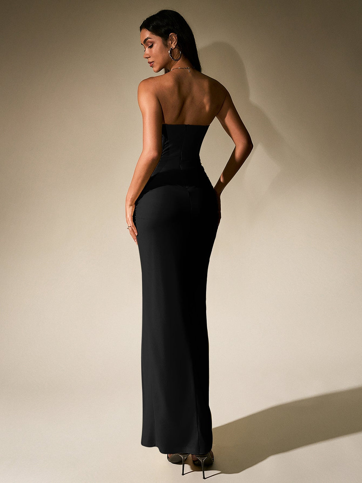 Ruched Corset Split Hem Mesh Tube Dress - View 6