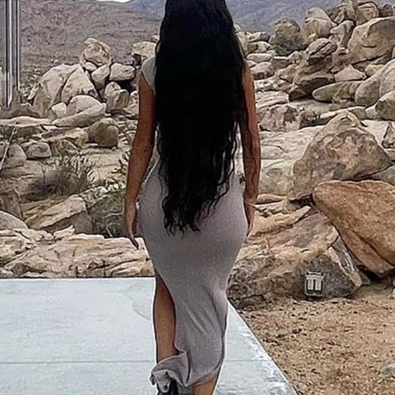 Slit Strapless Backless Maxi Party Dress - View 2