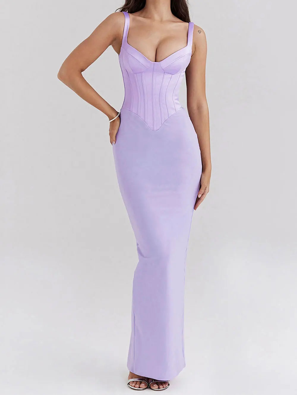 Satin Camisole Sleeveless Bodycon Long Dress