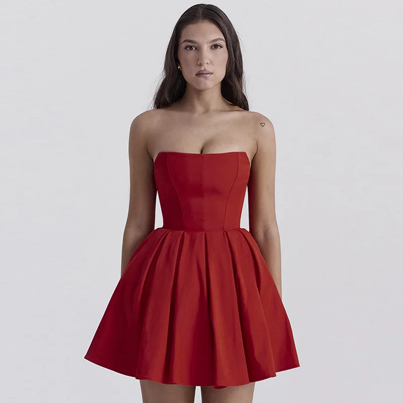 Strapless Corset Pleated A-Line Mini Dress - View 2