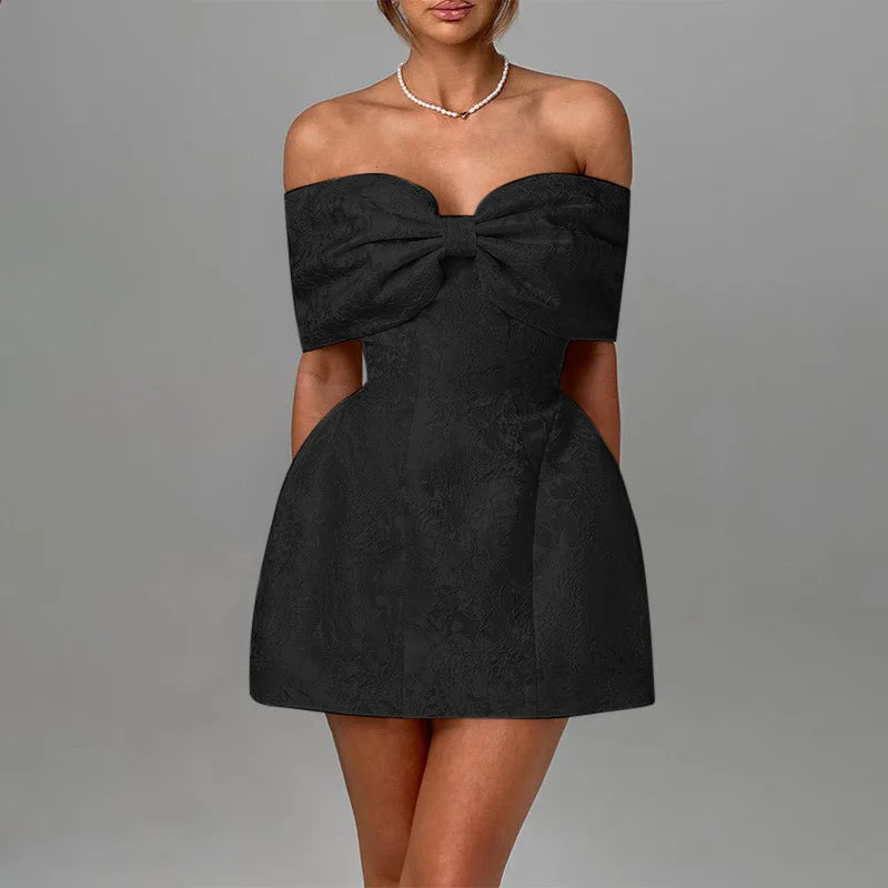 Jacquard Bow Strapless Backless Mini Dress - View 6
