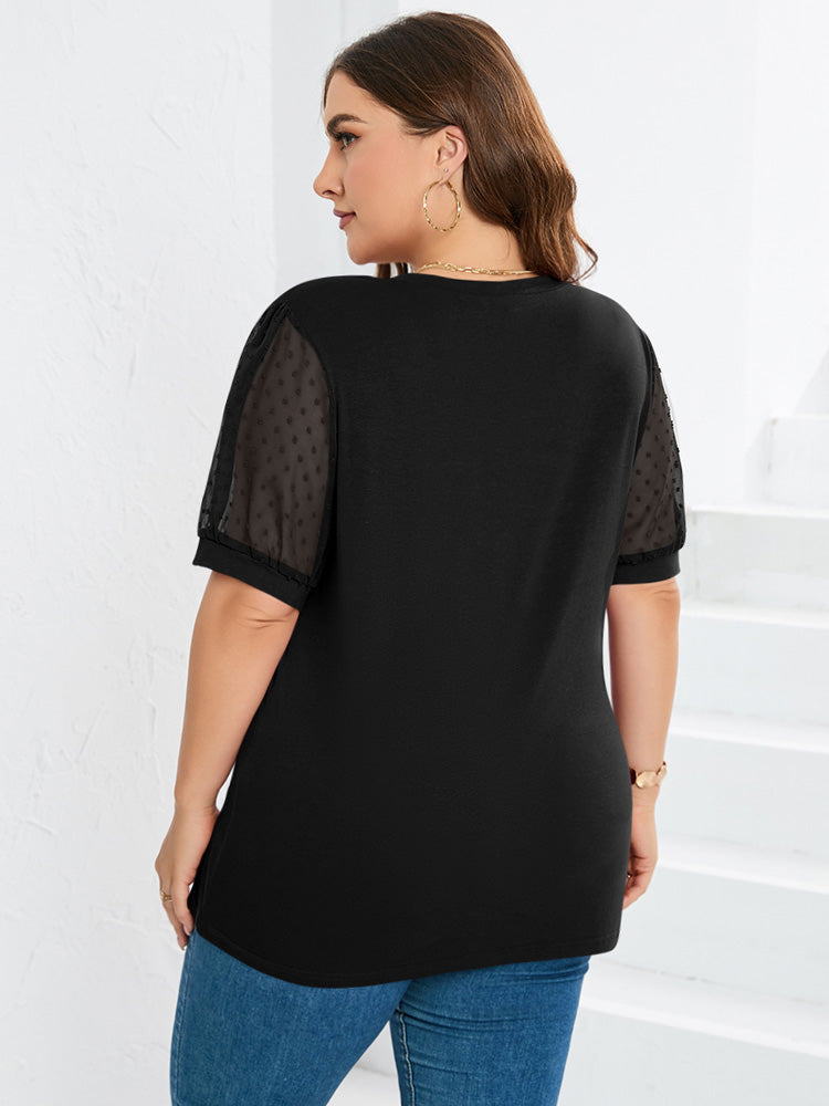 V-Neck Swiss Dot Puff Sleeve Top 5