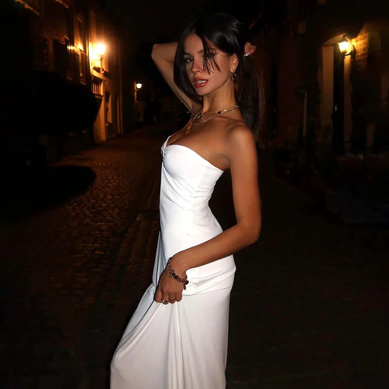 Strapless Keyhole Cut Out Ring Detail Bodycon Maxi Dress 2