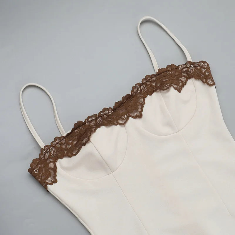 Lace Patchwork Spaghetti Strap Dress - View 5