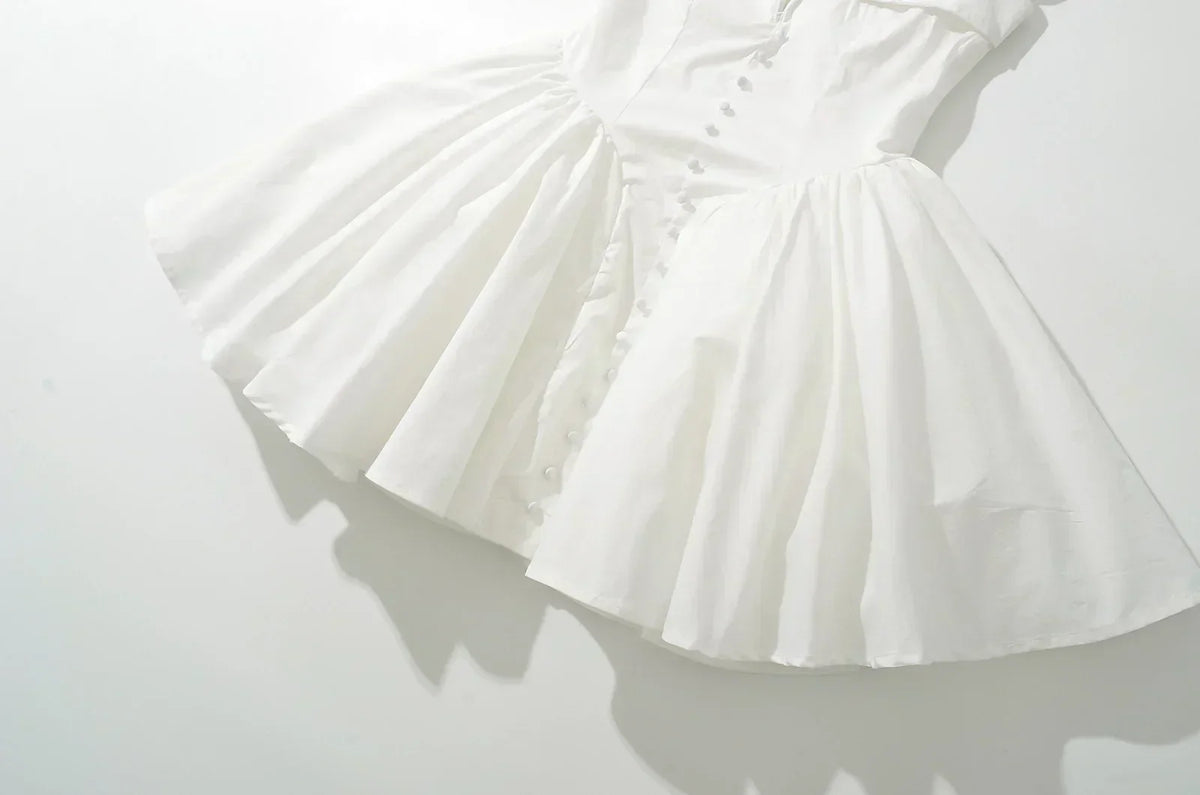 Sweetheart Cap Sleeve Button Front Fit and Flare Mini Dress - View 6