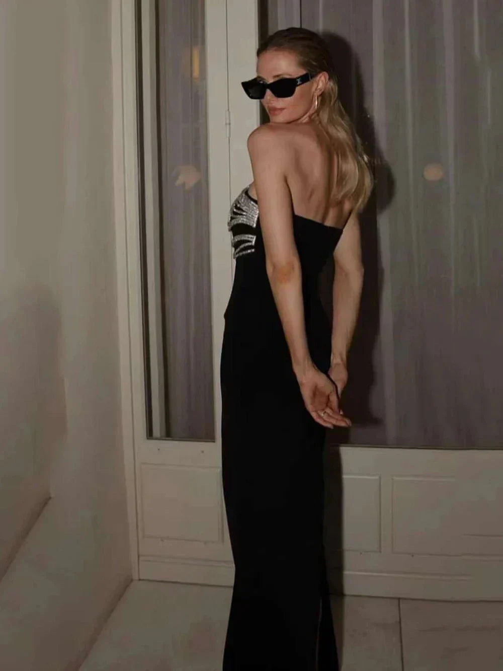 Strapless Diamond Bandage Maxi Dress - View 3
