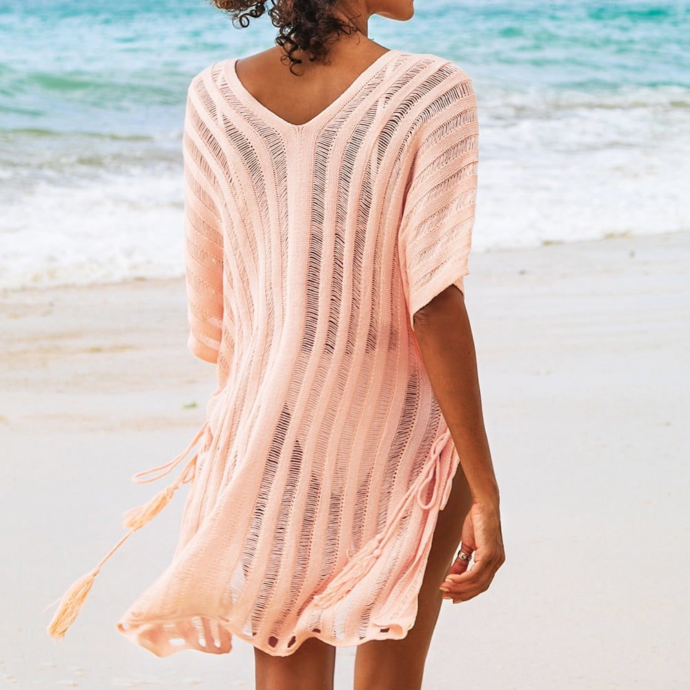 Bat Sleeve Loose Hollow Out T-shirt Dress