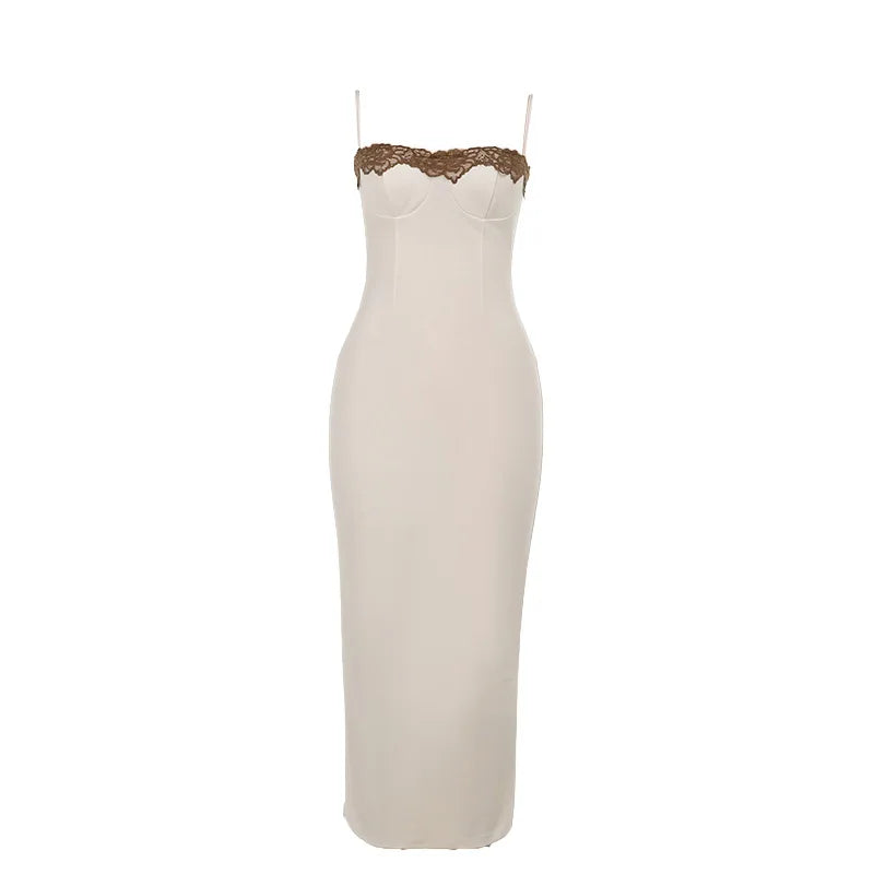 Lace Patchwork Spaghetti Strap Dress - View 8