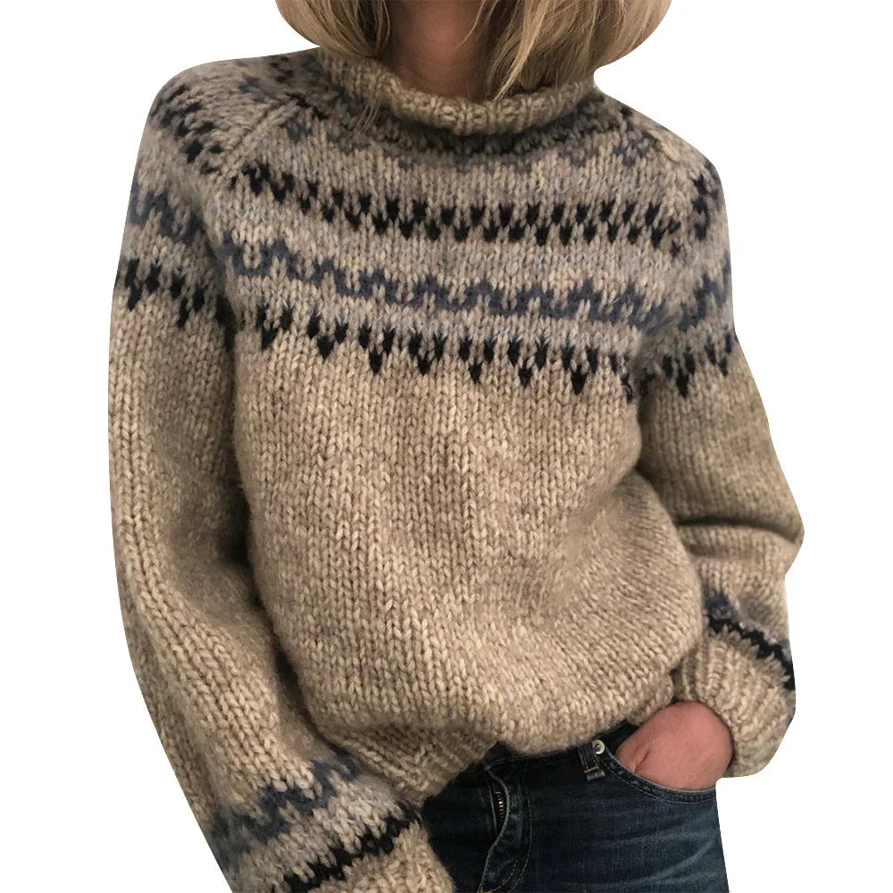 Fair Isle Turtleneck Long Sleeve Knit Sweater 2
