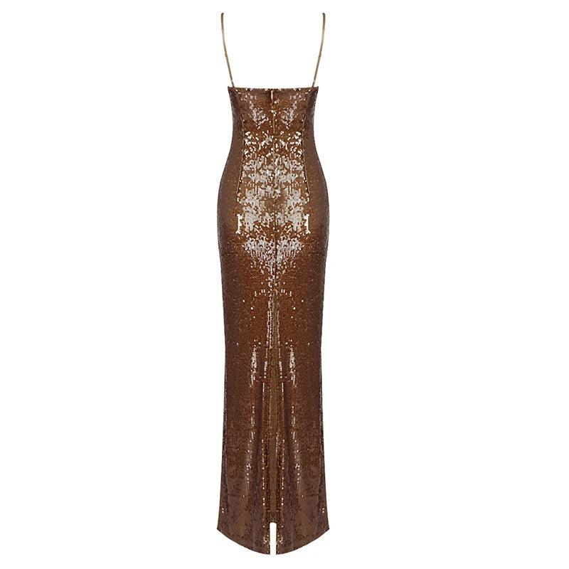 Sequin Ruched Bodycon Maxi Dress - View 16